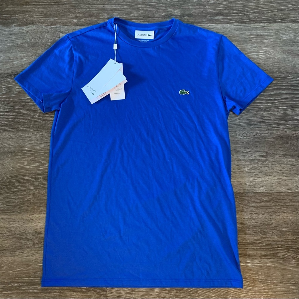 Lacoste Blue 100% Pima Cotton Short Sleeve Tee (Size S) New With Tags